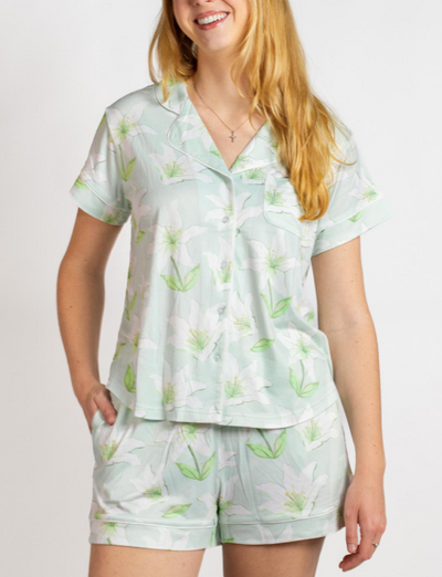 Peace Lily Shirt Blue Green White