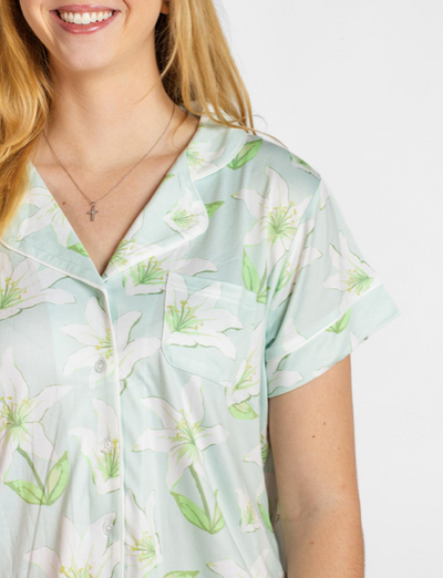 Peace Lily Shirt Blue Green White