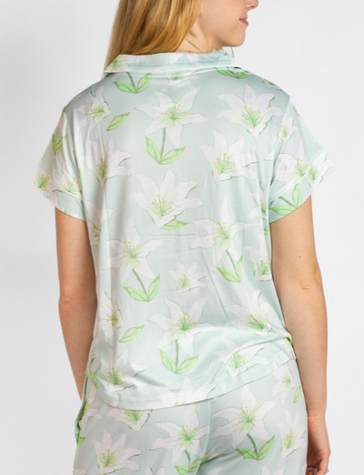 Peace Lily Shirt Blue Green White