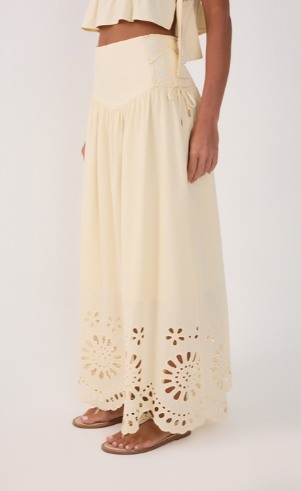 Embroidered Cotton Midi Skirt