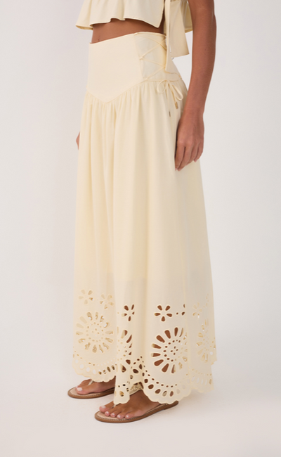 Embroidered Cotton Midi Skirt