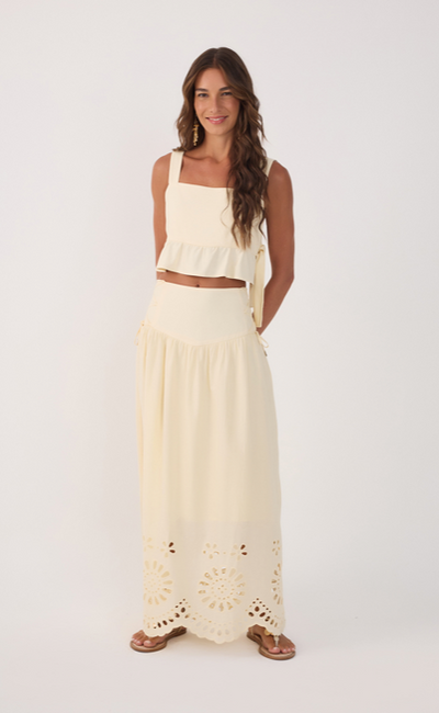 Embroidered Cotton Midi Skirt