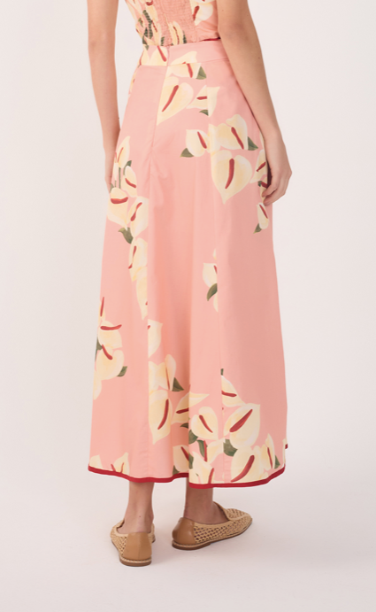 Cropped Poplin Antúrio Print Skirt