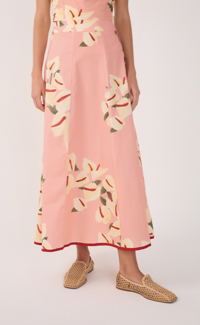 Cropped Poplin Antúrio Print Skirt