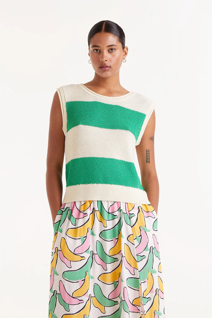 Carina Top Striped Green Cream