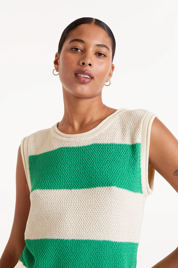 Carina Top Striped Green Cream