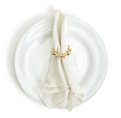 Golden Bamboo Set of 4 Napkin Rings Aluminum