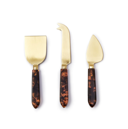 Tortoise Swirl Set of 3 Cheese Knives