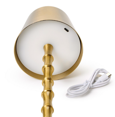 Led Portable Cordless Gold Bamboo Table Lamp