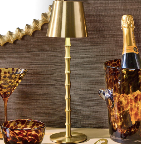 Led Portable Cordless Gold Bamboo Table Lamp