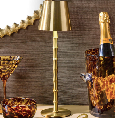 Led Portable Cordless Gold Bamboo Table Lamp