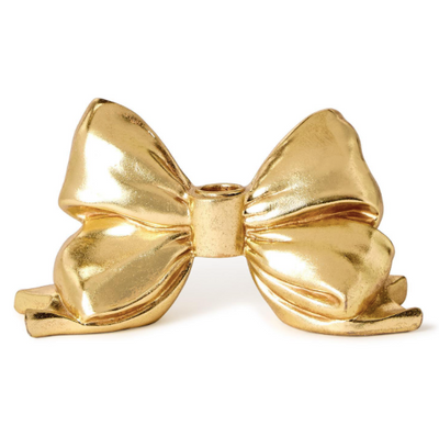 Gold Bow Taper Candleholder Resin Aluminum L