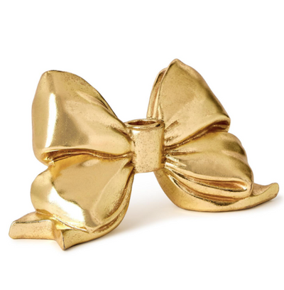 Gold Bow Taper Candleholder Resin Aluminum L