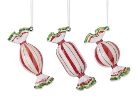 Candy Ornaments Red Green Glass