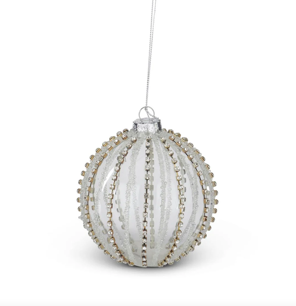 Jeweled Clear Glass Ornament