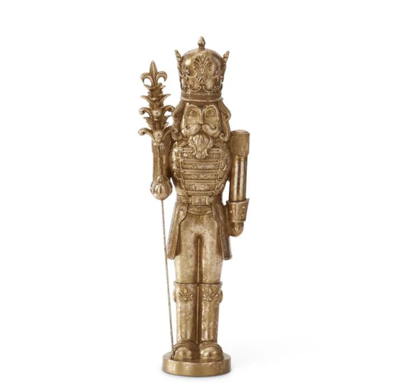 Small Gold Nutcracker with Pinecone Staff