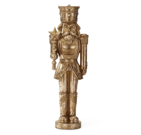 Gold Nutcracker with Pinecone Staff