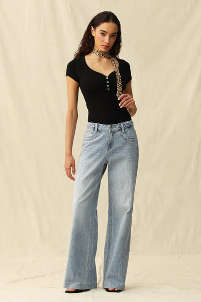 Lucia Wide Leg Jean Lt Blue