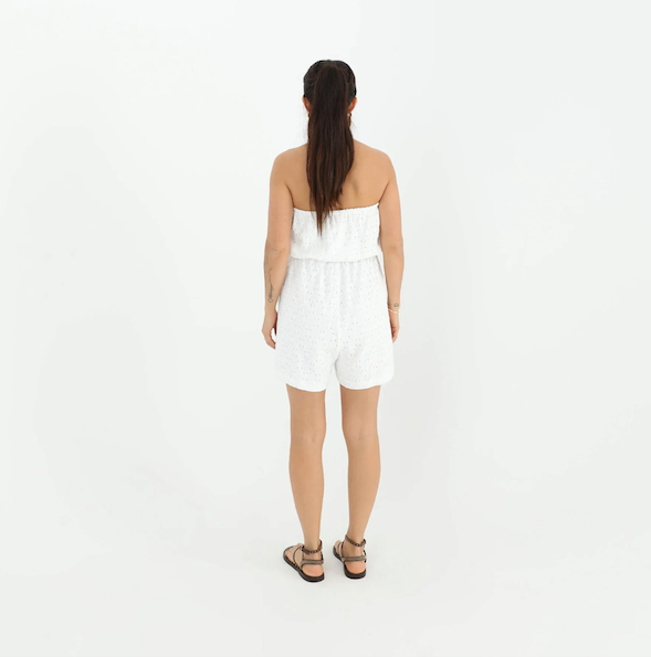 Eyelet Tube Top Romper White