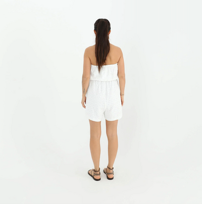 Eyelet Tube Top Romper White