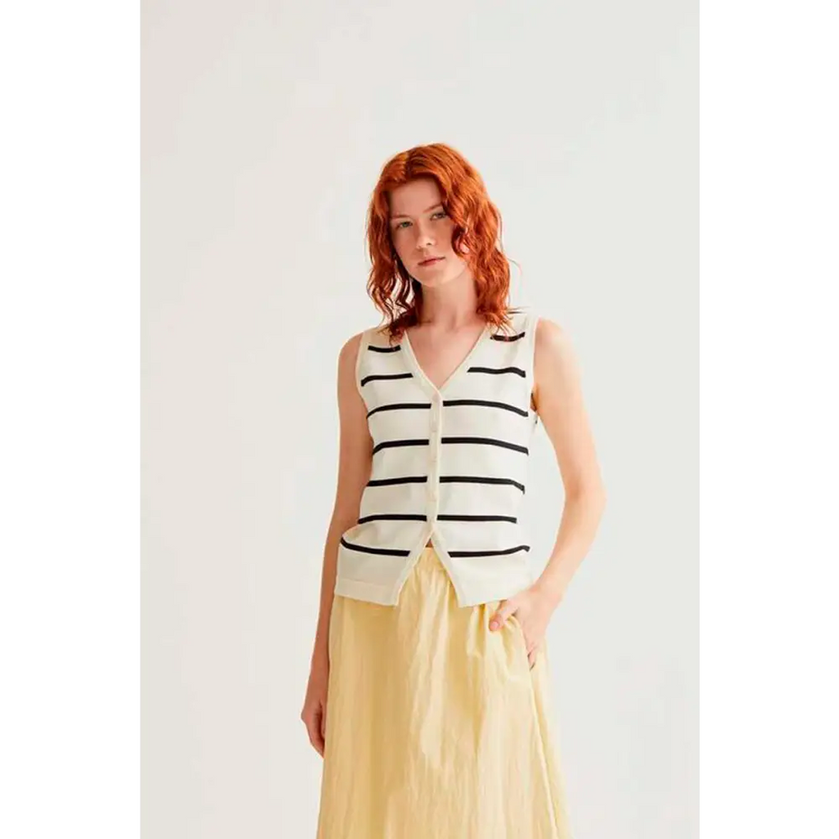 Sabrina Vest White Black