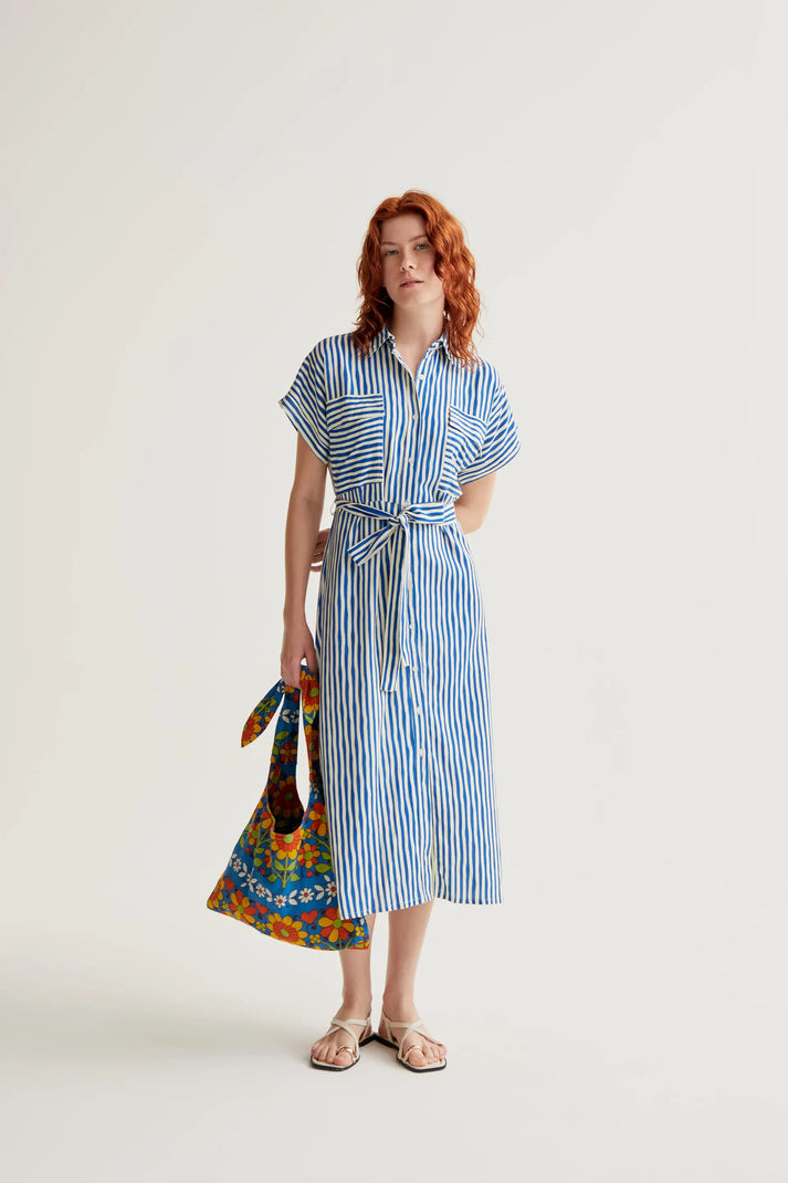 Julia Dress Stripe Blue