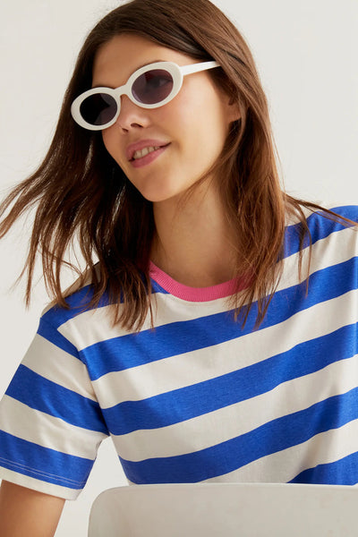 Katy Top Stripe White Blue