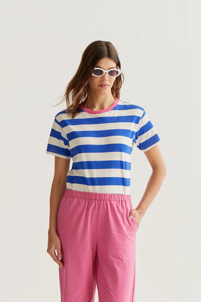 Katy Top Stripe White Blue