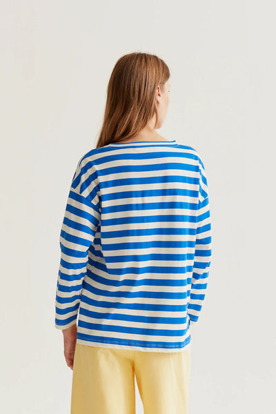 Katy Cardigan Stripe White Blue
