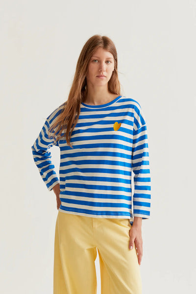 Katy Cardigan Stripe White Blue