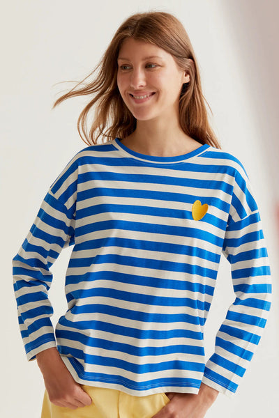 Katy Cardigan Stripe White Blue