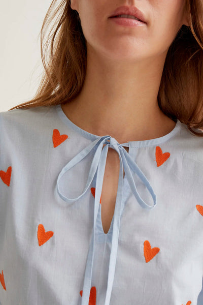 Qenia Blouse Heart Sky Blue