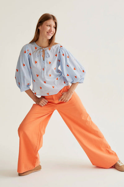 Qenia Blouse Heart Sky Blue