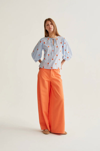 Qenia Blouse Heart Sky Blue