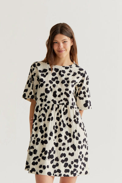 Ariana Dress White Black