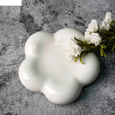 Ceramic flower Shaped Dish White