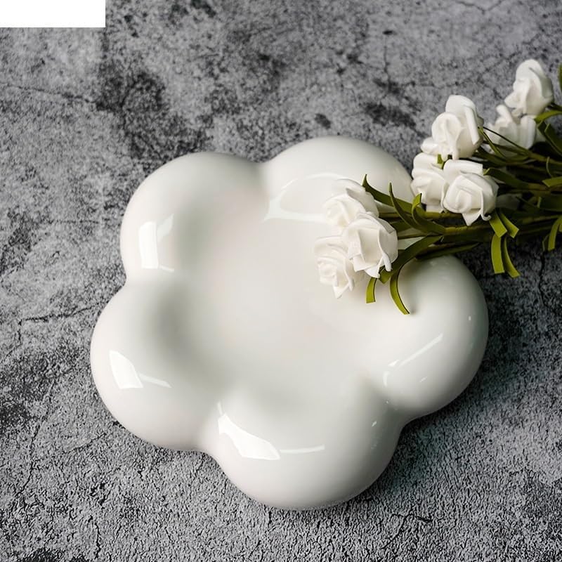 Ceramic flower Shaped Dish White