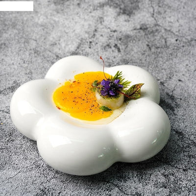 Ceramic flower Shaped Dish White