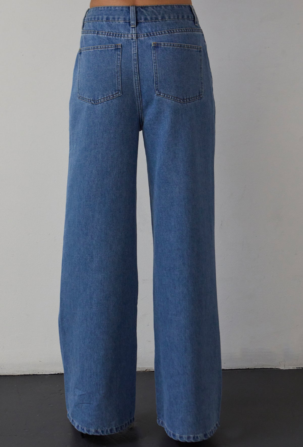 Victoria Seamed Wide Leg Denim Pants