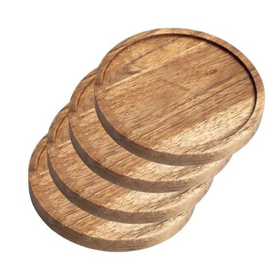Acacia Wood Drink Coasters S/4