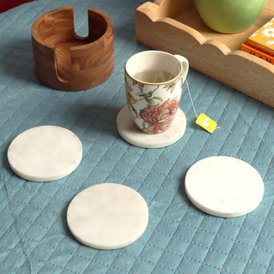 White Marble Coasters Caddy