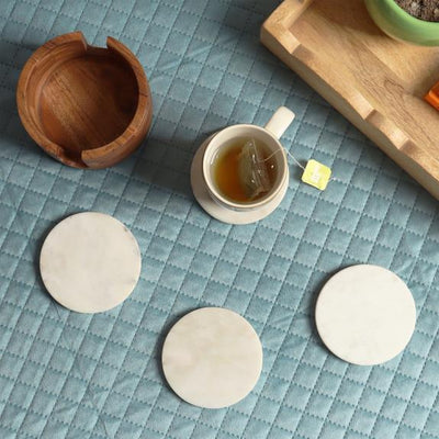 White Marble Coasters Caddy