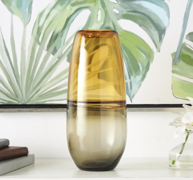 Jeni Vase Glass Orange Grey 6x6x14