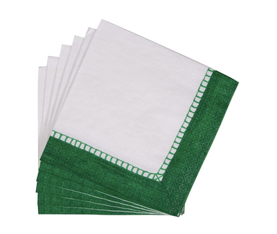 Linen Border Emerald Napkin Cocktail