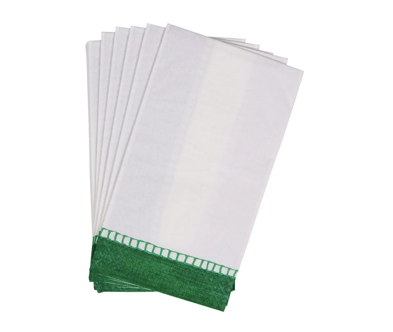 Linen Border Emerald Guest Towel