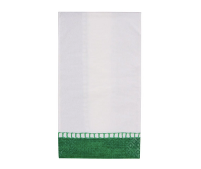 Linen Border Emerald Guest Towel