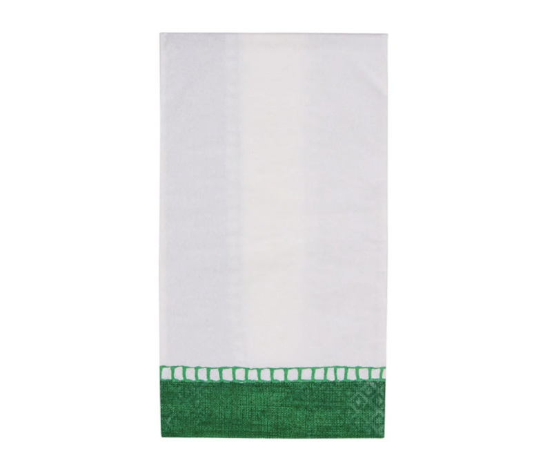 Linen Border Emerald Guest Towel