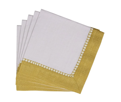 Linen Border Gold Napkin Cocktail