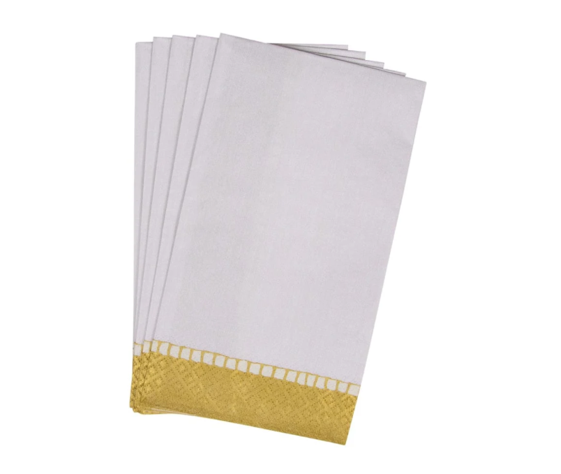 Linen Border Gold Guest Towel
