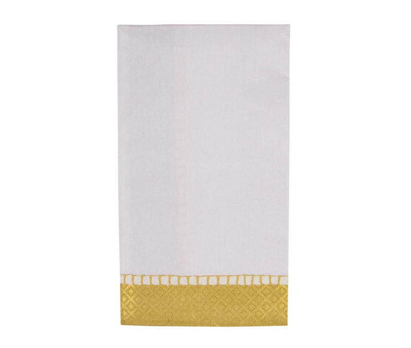 Linen Border Gold Guest Towel
